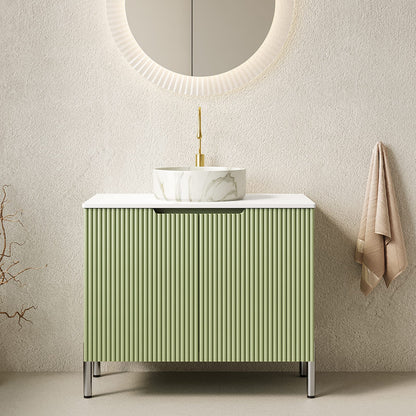 TURIO 30" Bathroom Vanity - White Ceramic Basin, Light Green