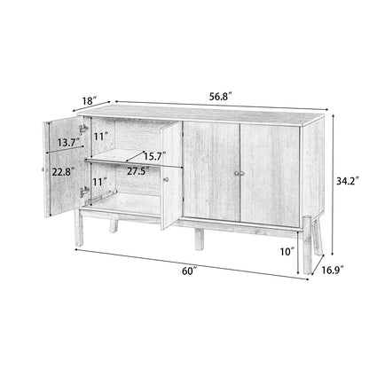 Vintage Sideboard Buffet Cabinet - 60" Natural MDF Acacia