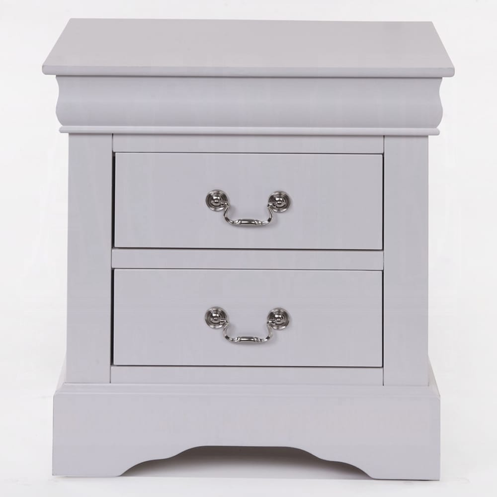 White Wood Nightstand with 2 Drawers - Classic Bedroom Furniture