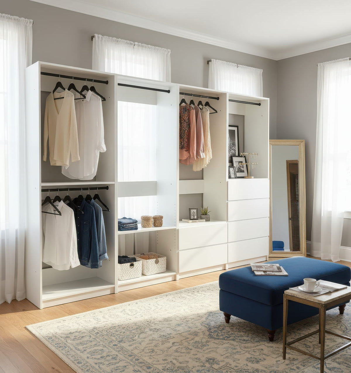 White Wood Walk-In Closet System - 15.7" W