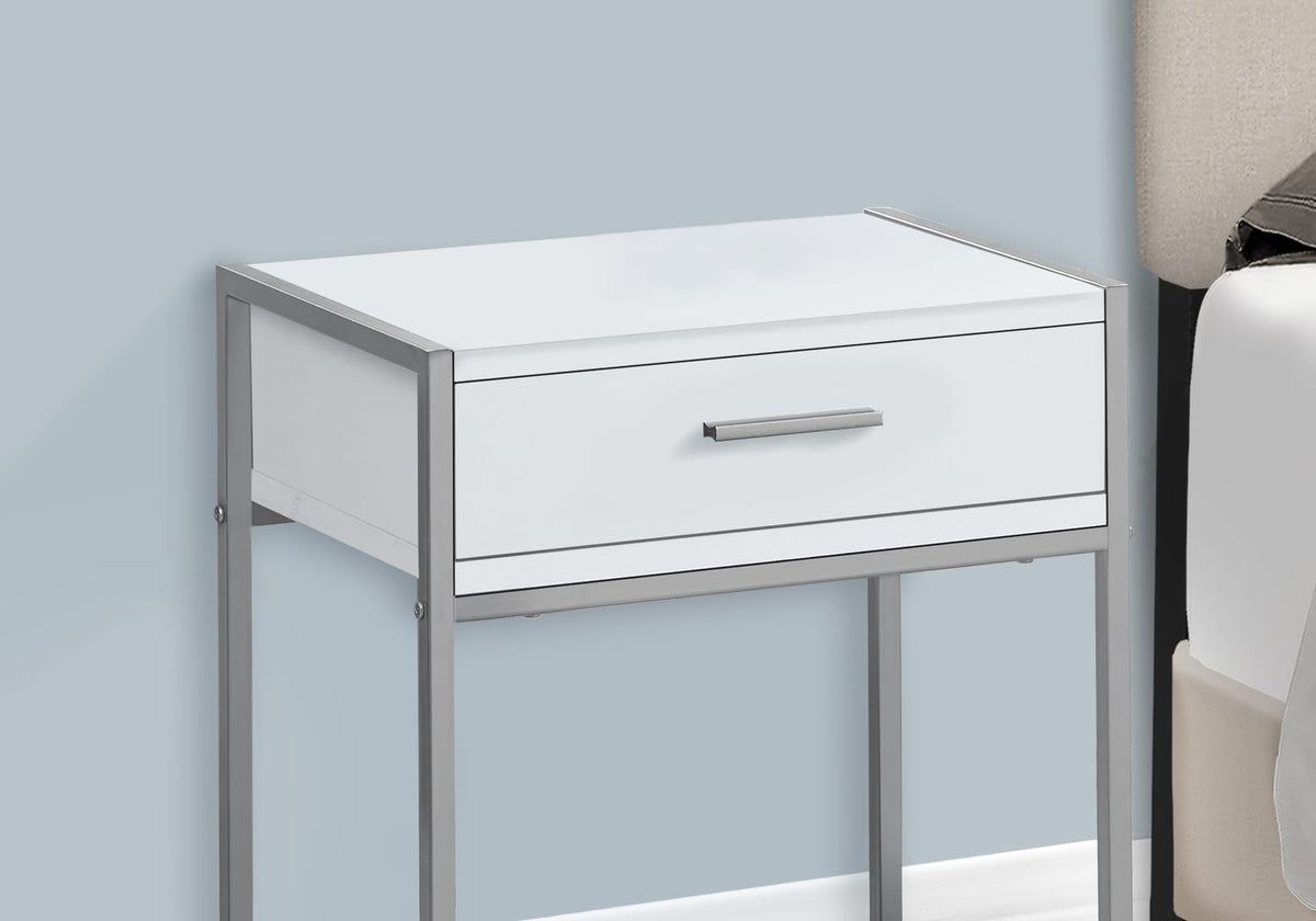 White MDF Nightstand with Storage Drawer - 18" x 12"