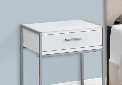 White MDF Nightstand with Storage Drawer - 18" x 12"