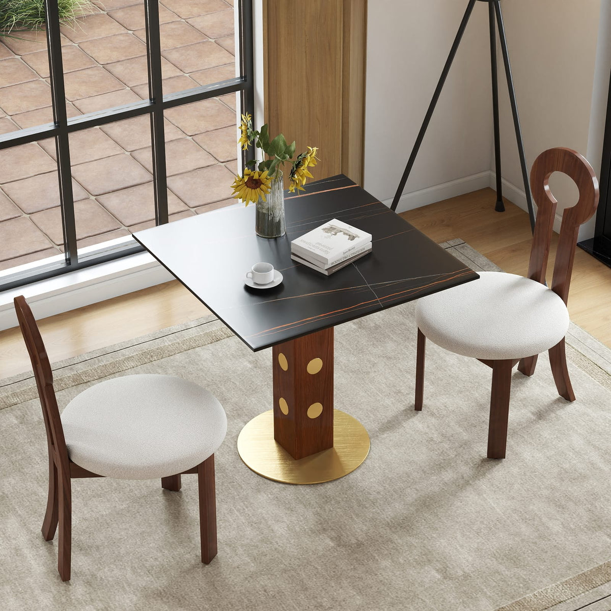 Black Walnut Rectangular Dining Table - 33.5" Modern Kitchen Table for Dining Room