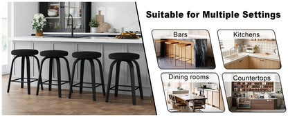 Black Swivel Bar Stools Set of 2 - Counter Height Dining Chairs