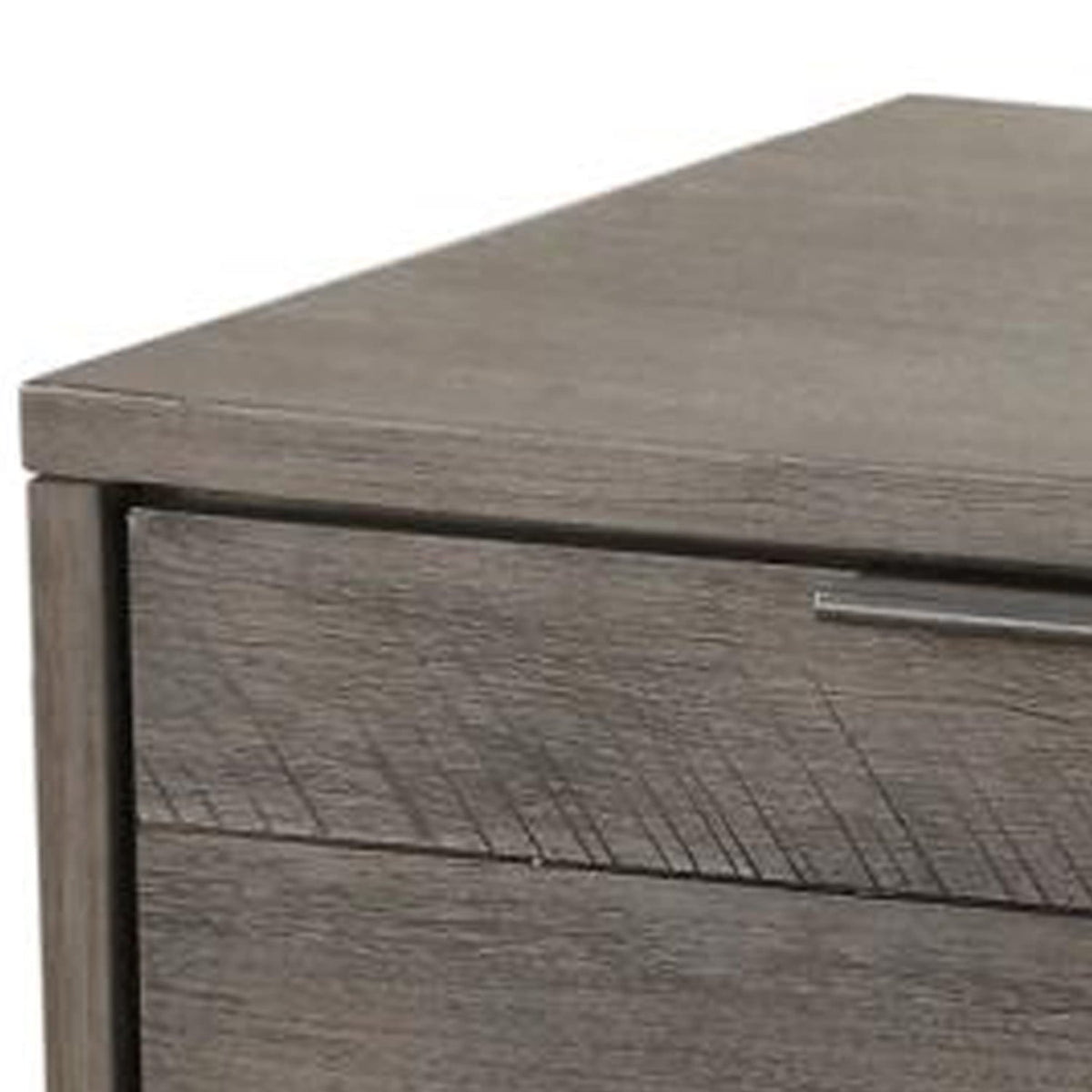 Contemporary Gray Wood Nightstand with Metal Legs - Storage & Style
