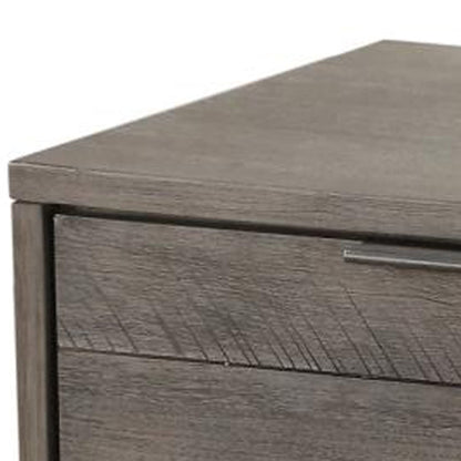 Contemporary Gray Wood Nightstand with Metal Legs - Storage & Style