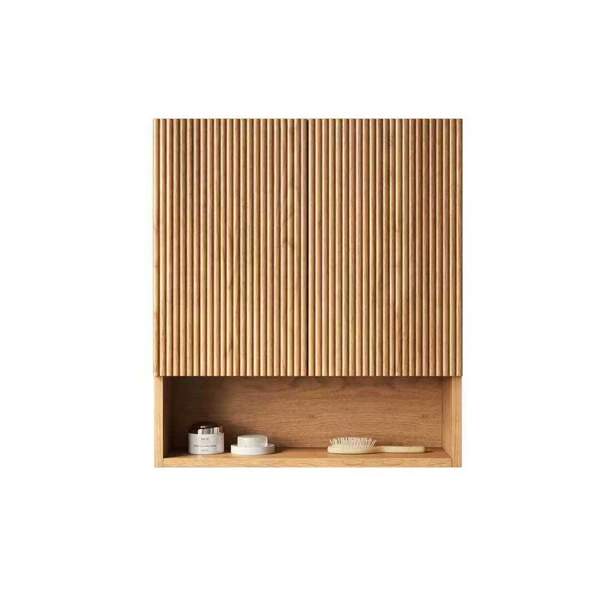 Natural Wood Bathroom Storage Cabinet 26" Wall Mounted