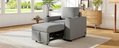 Gray Chenille Sofa Bed - 35.4" Pull Out Sofa Couch for Living Room