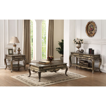 Brown Vintage Rectangular End Table with Drawers for Living Room
