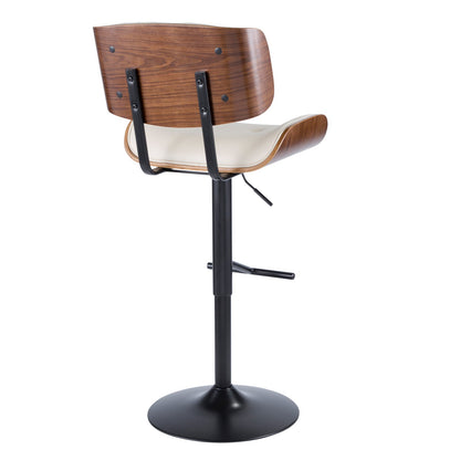 Mid-Century Barstools - Cream Faux Leather Set of 2