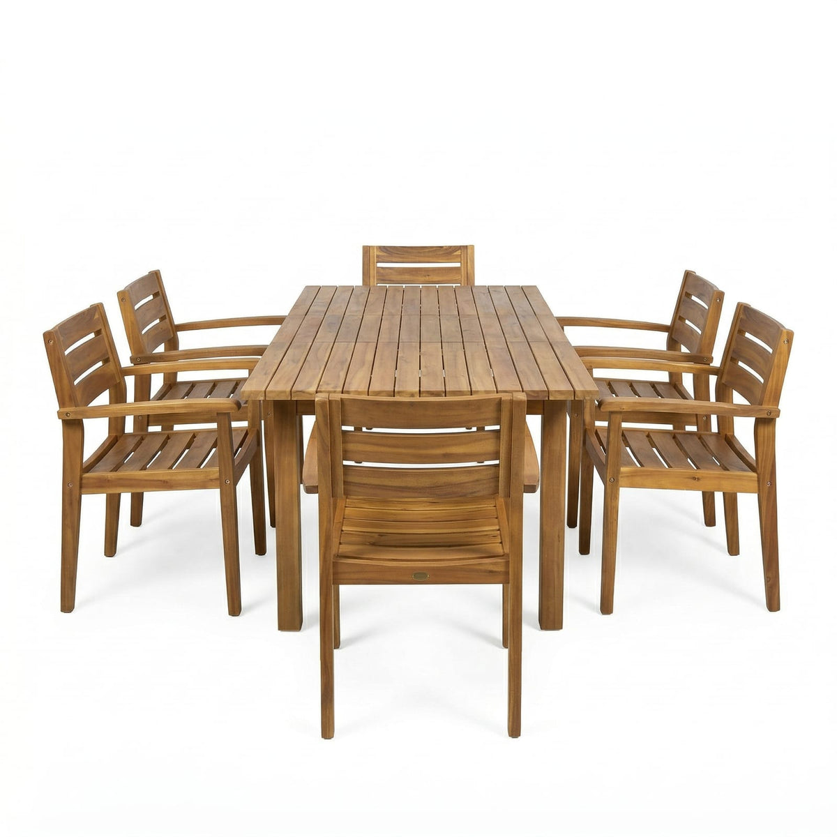 Teak Acacia Wood Dining Set - 6 Seat Patio Table