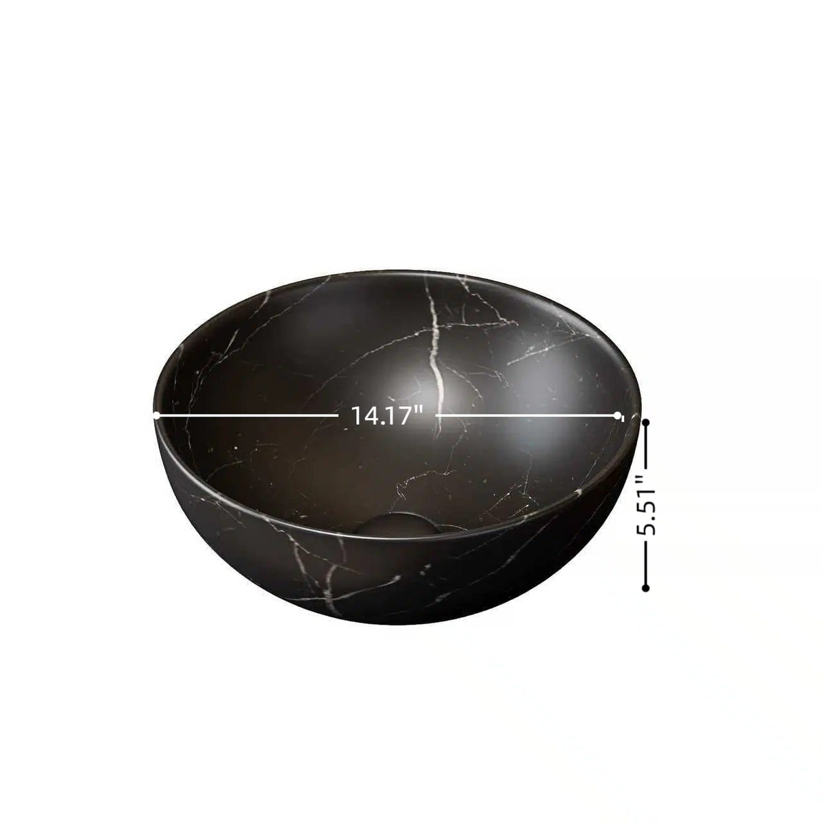 14" Black Ceramic Bathroom Sink - Durable & Stain Resistant