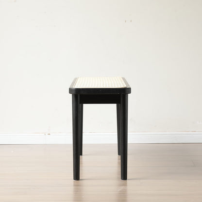 Black Oak End Bed Bench - Rattan Barstool 39.37"W for Bedroom