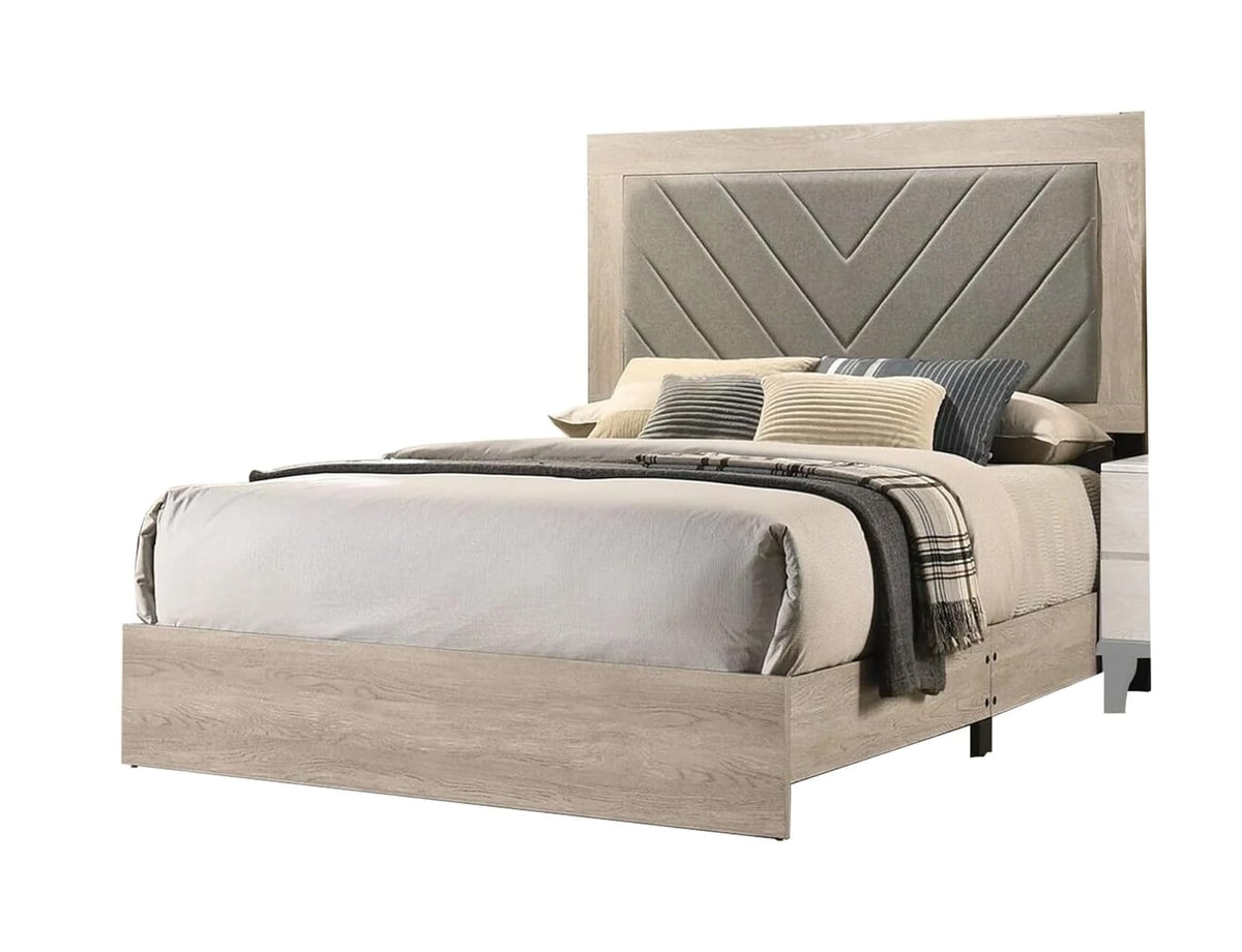 California King Cream Grey Wood Bed Frame for Bedroom