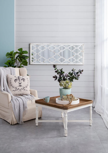 Full Length White Wood Glass Mirror - 59" Tall