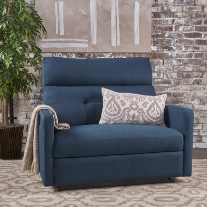 Navy Blue Fabric Loveseat Recliner - 64.25" D Reclining Sofa for Living Room
