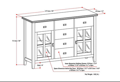 Dark Brown Wood Sideboard Buffet with Storage for Dining Room