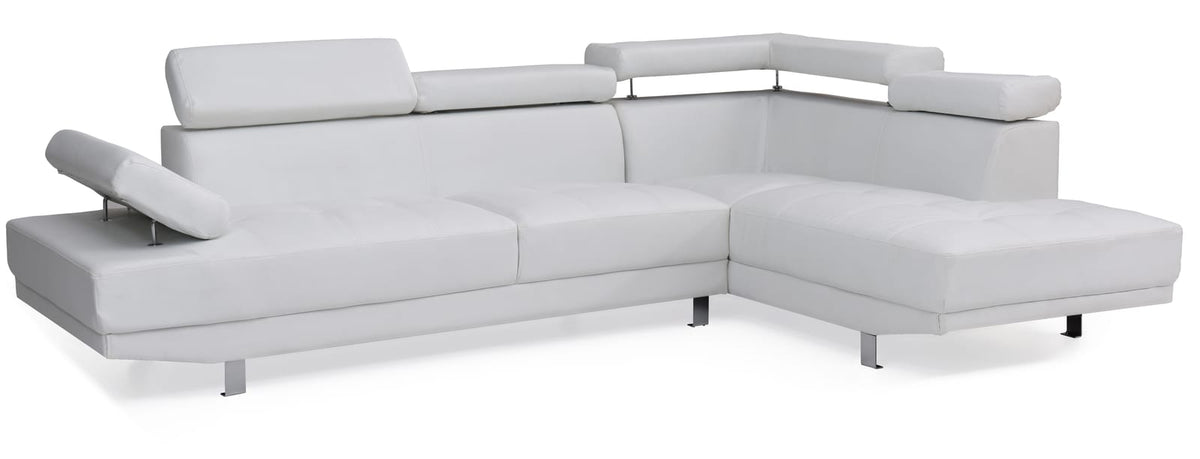 White 3 Seat PU Sectional Sofa - Modern Sectional for Living Room
