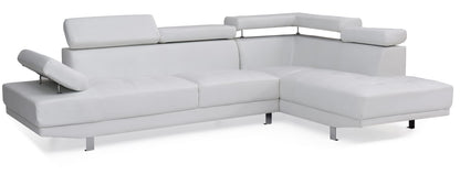 White 3 Seat PU Sectional Sofa - Modern Sectional for Living Room