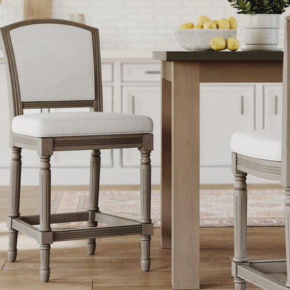 Gray Counter Height Bar Stool - Wood & Fabric for Bedroom