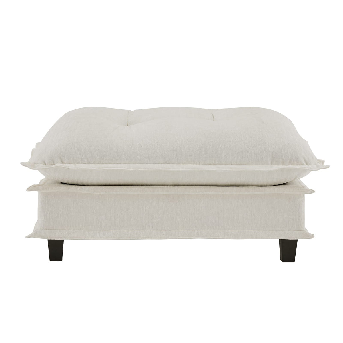 Beige Chenille Modular Sofa - 3 Seat Ottoman for Living Room