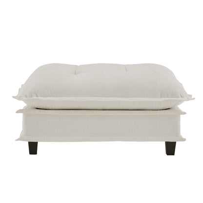 Beige Chenille Modular Sofa - 3 Seat Ottoman for Living Room