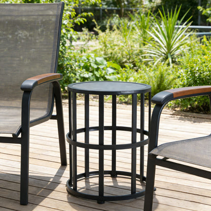 Black Ceramic Tile Side Table - Outdoor Patio Accent
