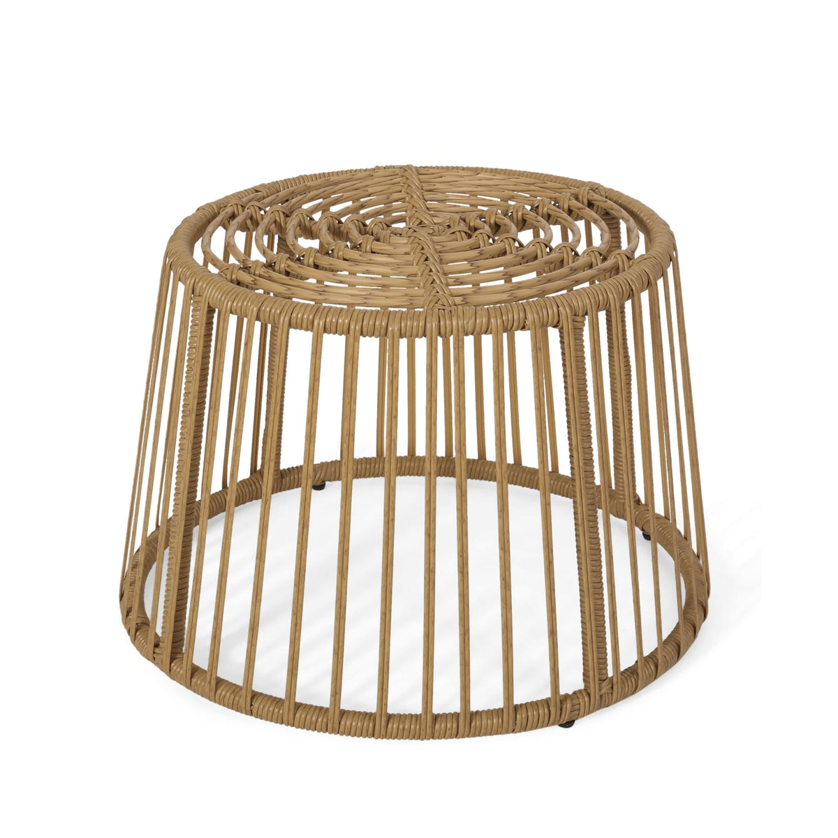 Light Brown Rattan Side Table - Patio Outdoor Furniture