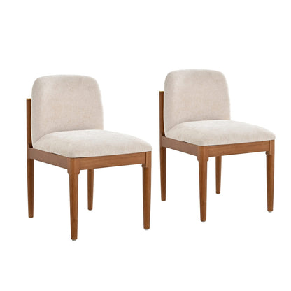 Beige Walnut Dining Chairs - Set of 2 Modern Dining Room Chairs