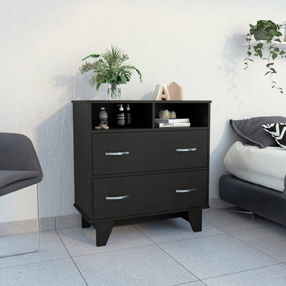Wenge Particle Board Dresser with Drawers and Shelves for Bedroom