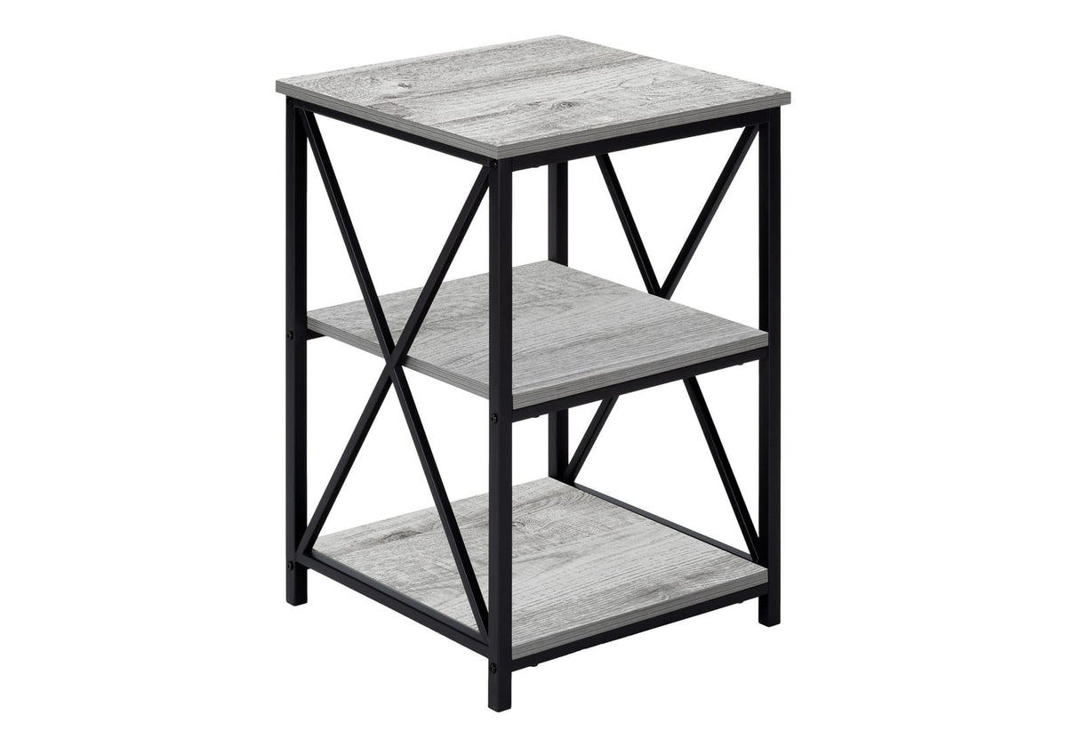 3-Tier Grey Accent Table - Metal & Storage