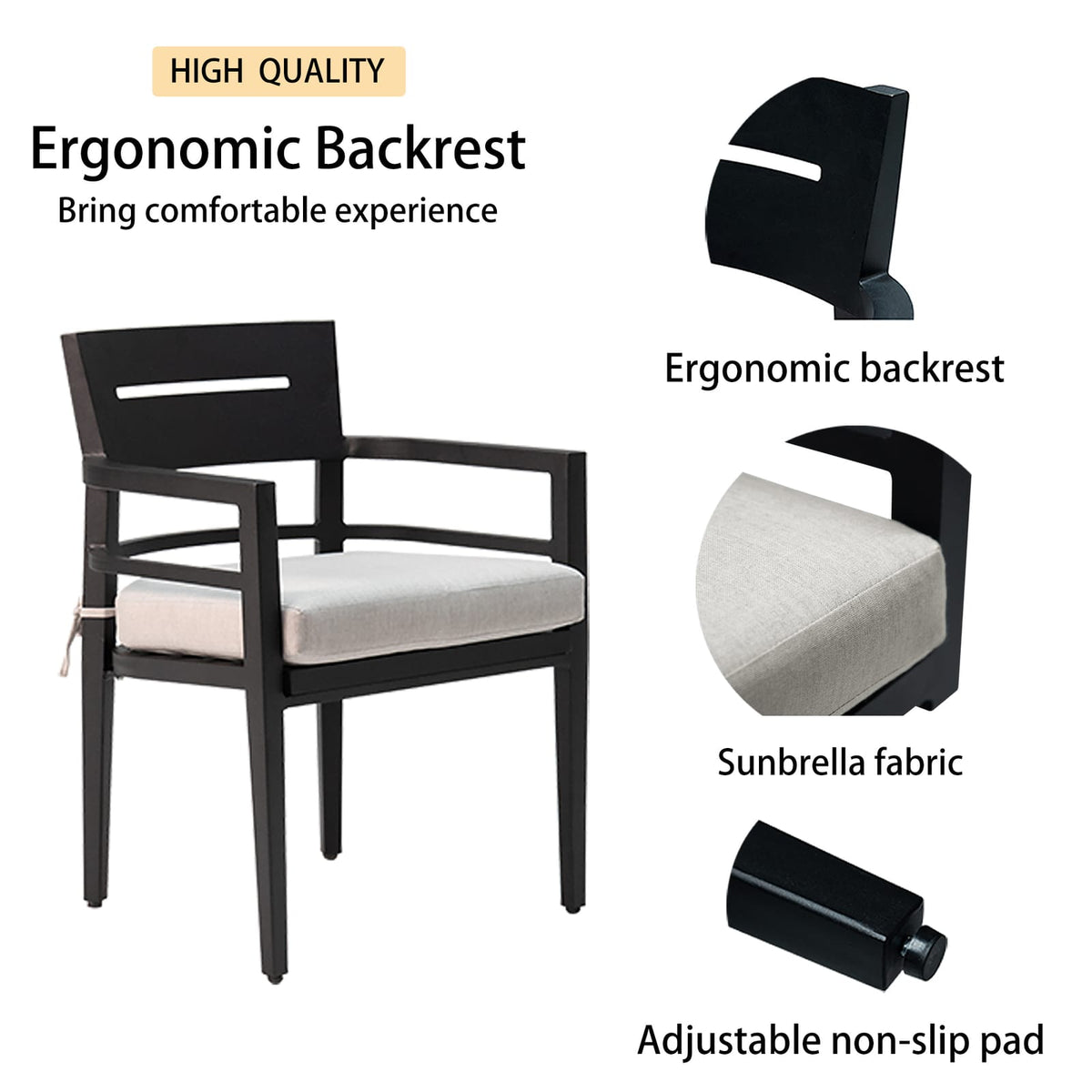 Modern Ember Black Outdoor Dining Set for Garden Patio