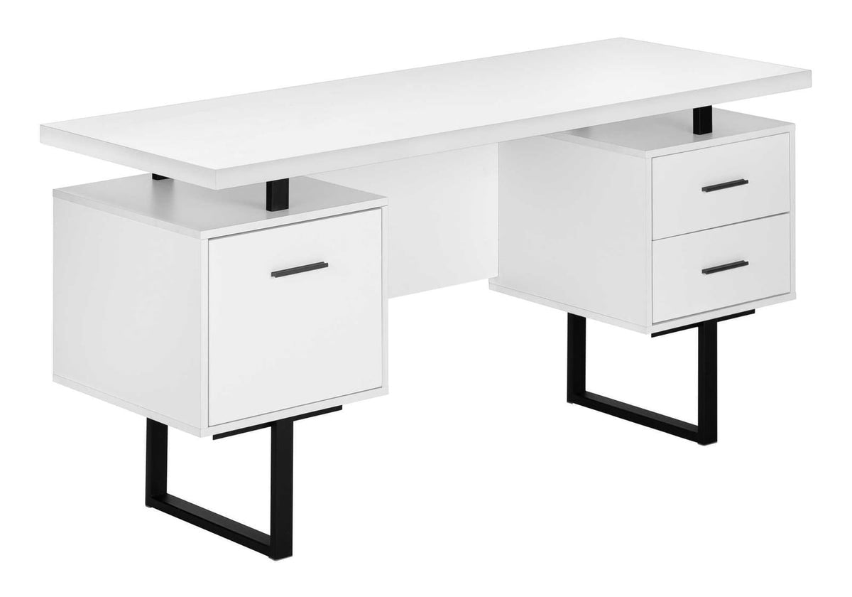 60" White Computer Desk with Storage Drawers