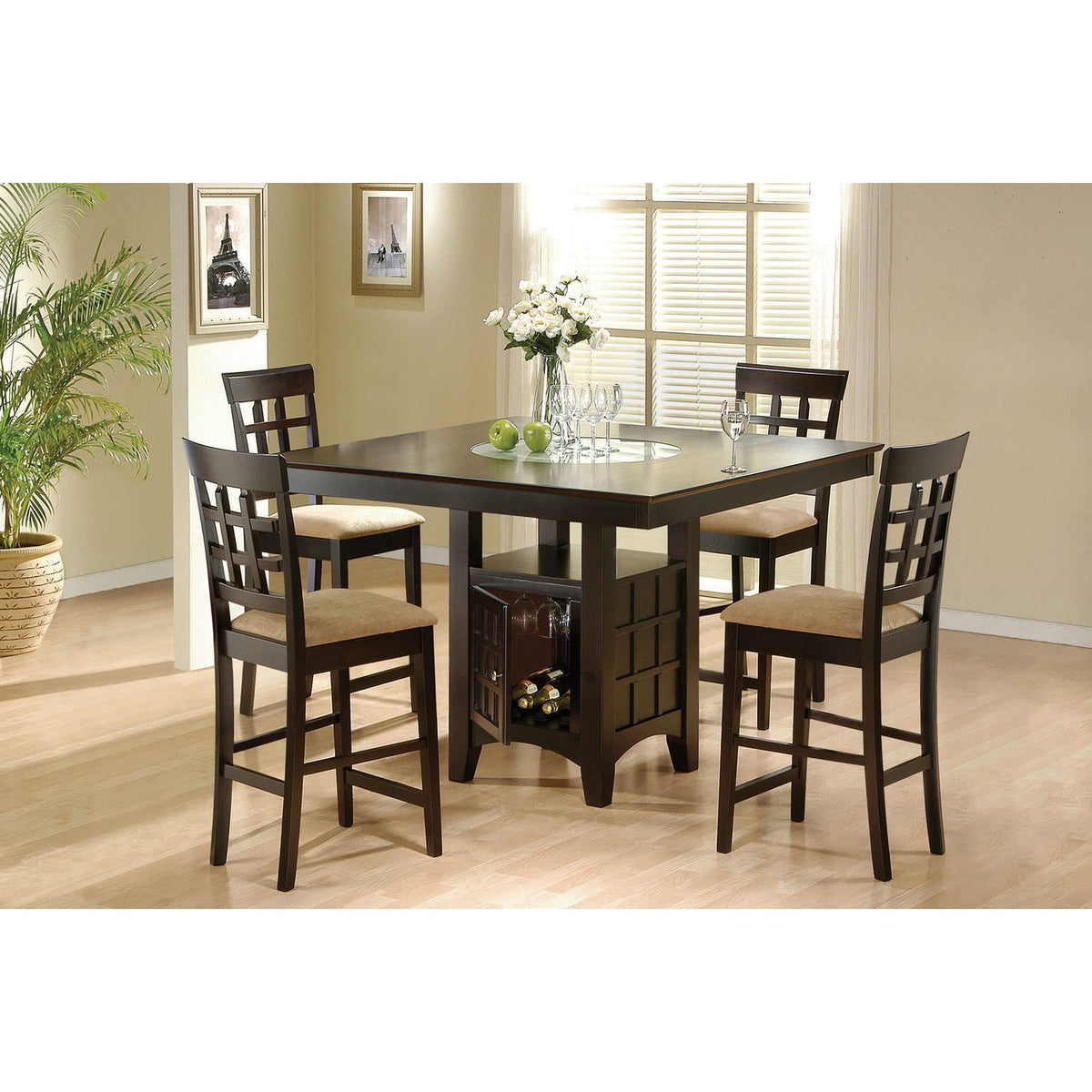 Tolland Cappuccino & Tan 5-Piece Dining Set - Dining Table Set