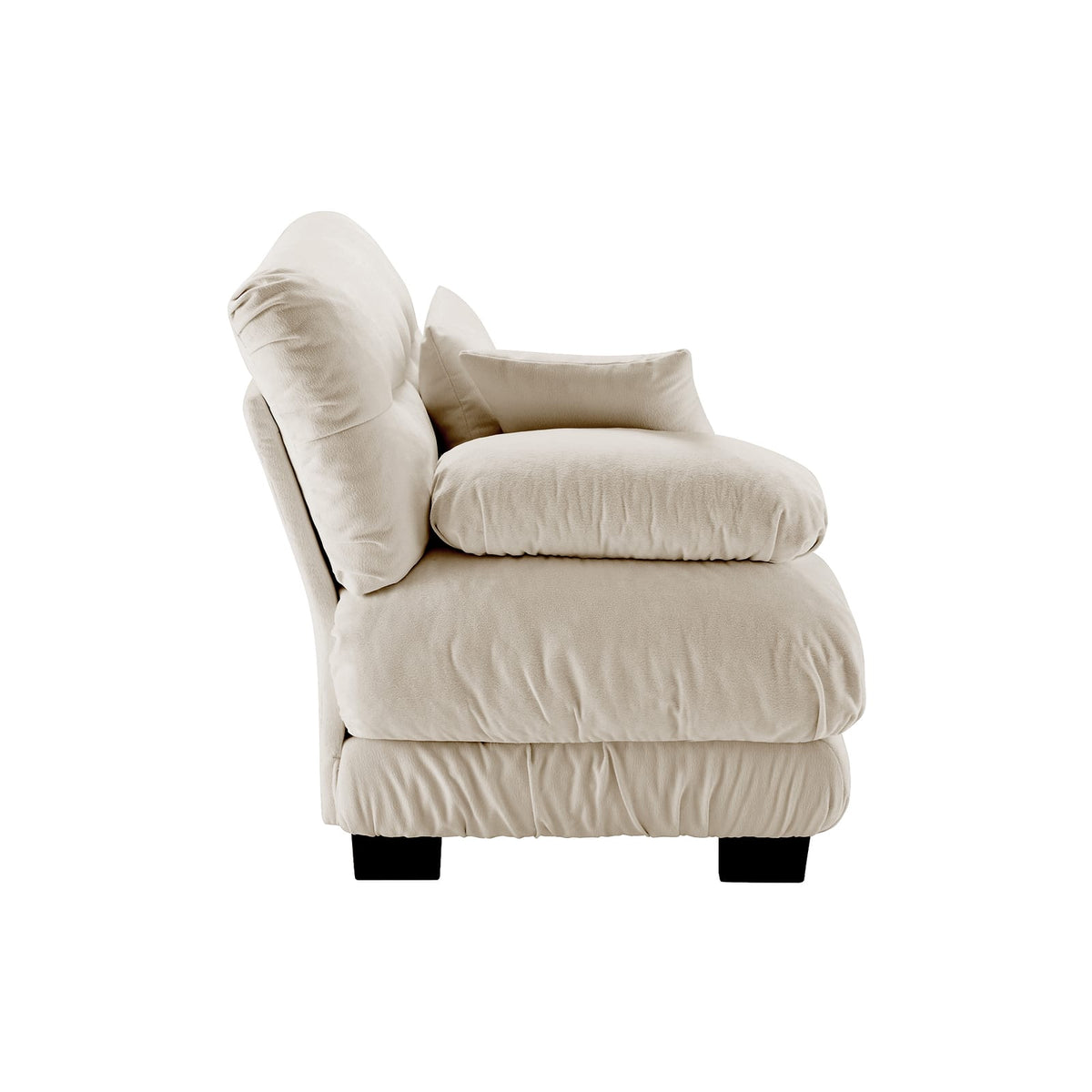 Light Coffee Chenille Sofa - 1 Seat Armless for Living Room