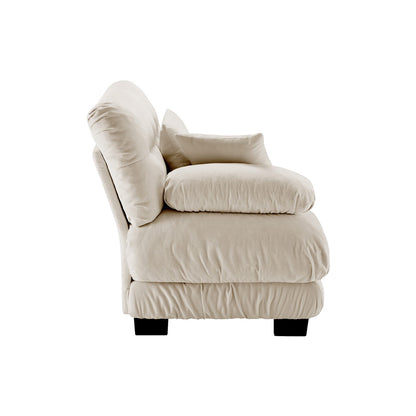 Light Coffee Chenille Sofa - 1 Seat Armless for Living Room