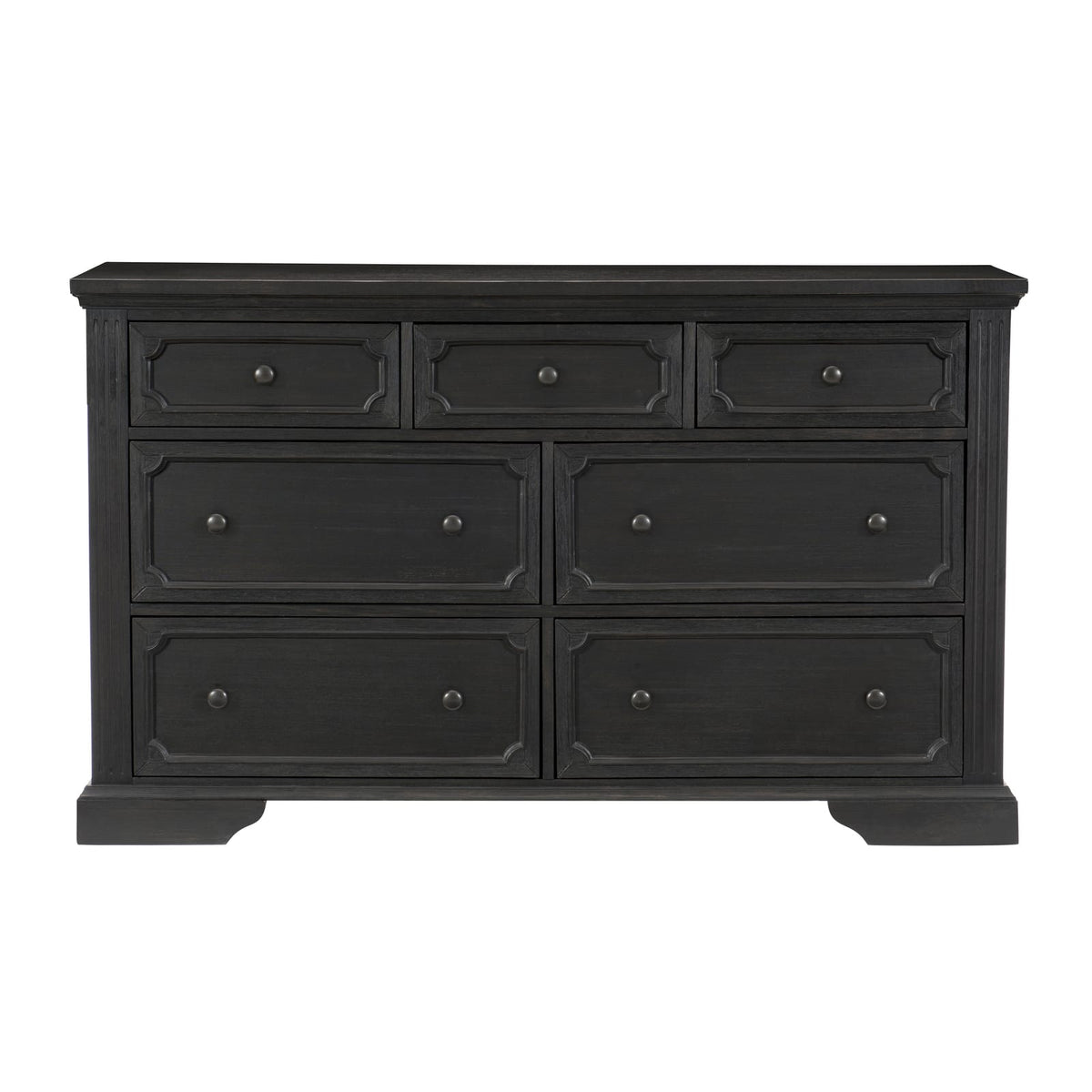 64" Charcoal Wood Bed Dresser Rustic Bedroom Storage