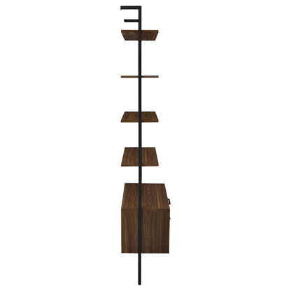 Walnut 4 Shelf Wall Bookshelf Storage Cabinet