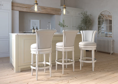 White Wood Barstool - 31" Swivel Height for Bedroom