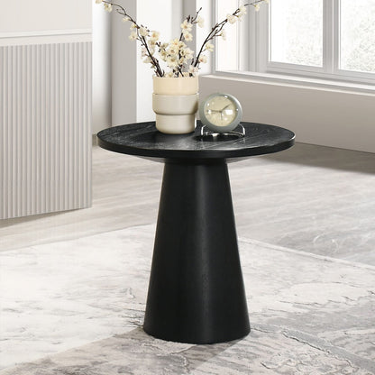 Black End Table - 20" Round Contemporary Style
