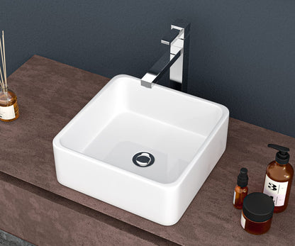Modern White Ceramic Square Vessel Sink for Bathroom Renovation