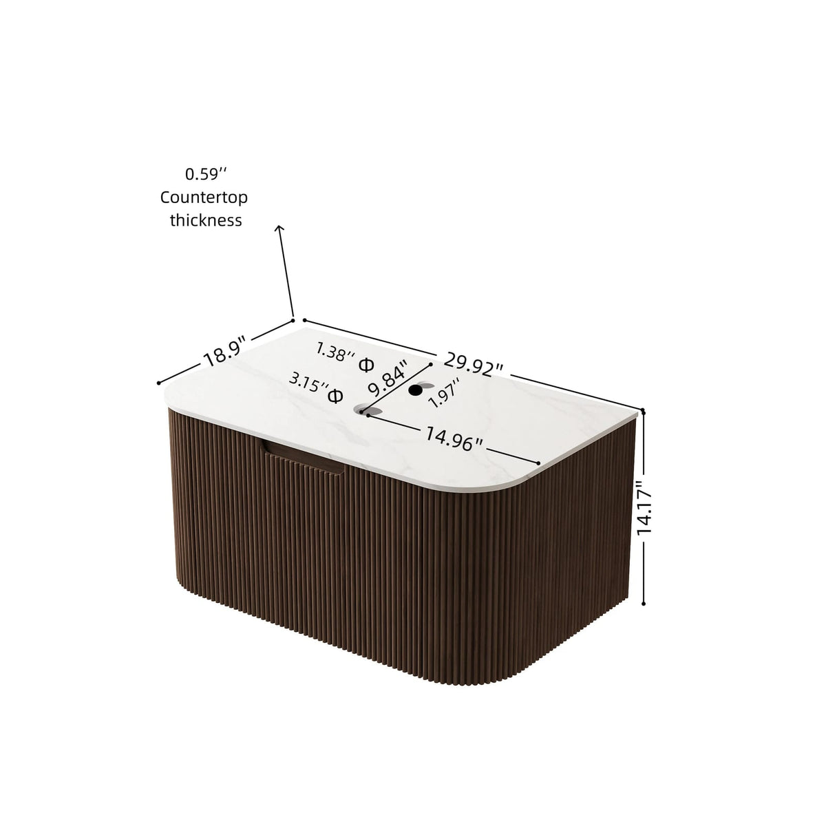 DINA 30" Wall Mounted Bathroom Vanity - Dark Walnut