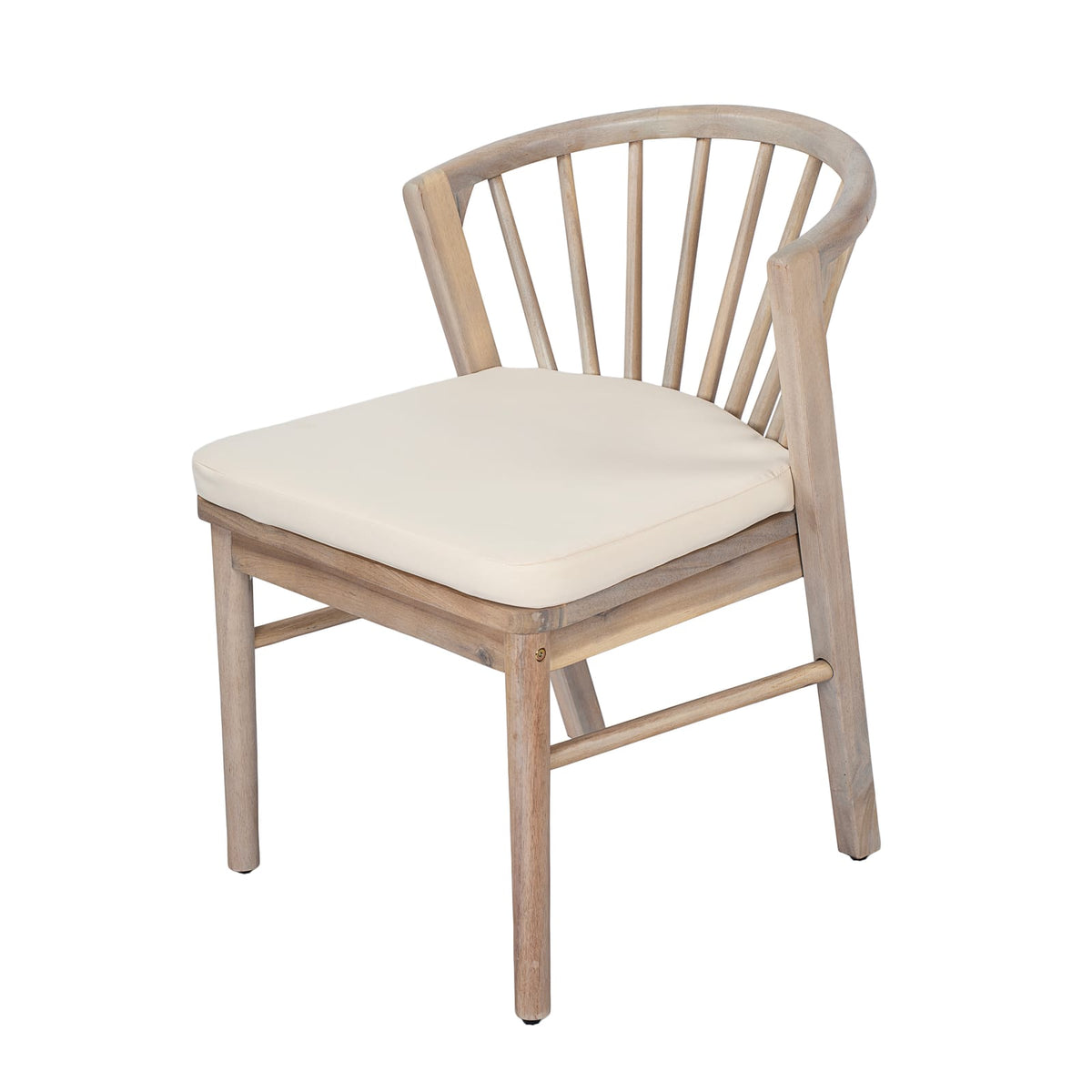 Light White Acacia Wood Patio Dining Chairs Set of 2