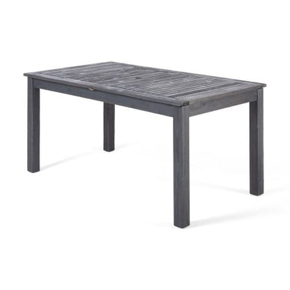 9-Piece Extendable Acacia Wood Patio Dining Set - Dark Grey, 8 Chairs
