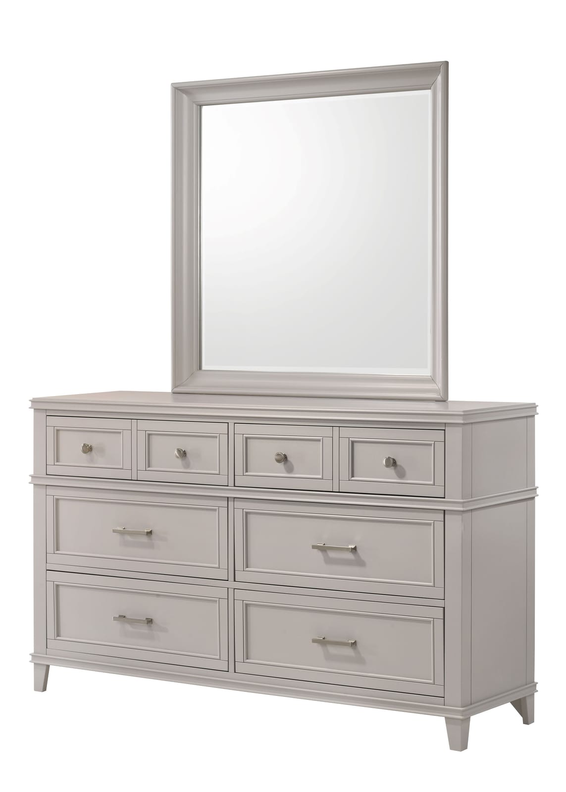 Gray Solid Wood Dresser with 6 Drawers for Bedroom Storage