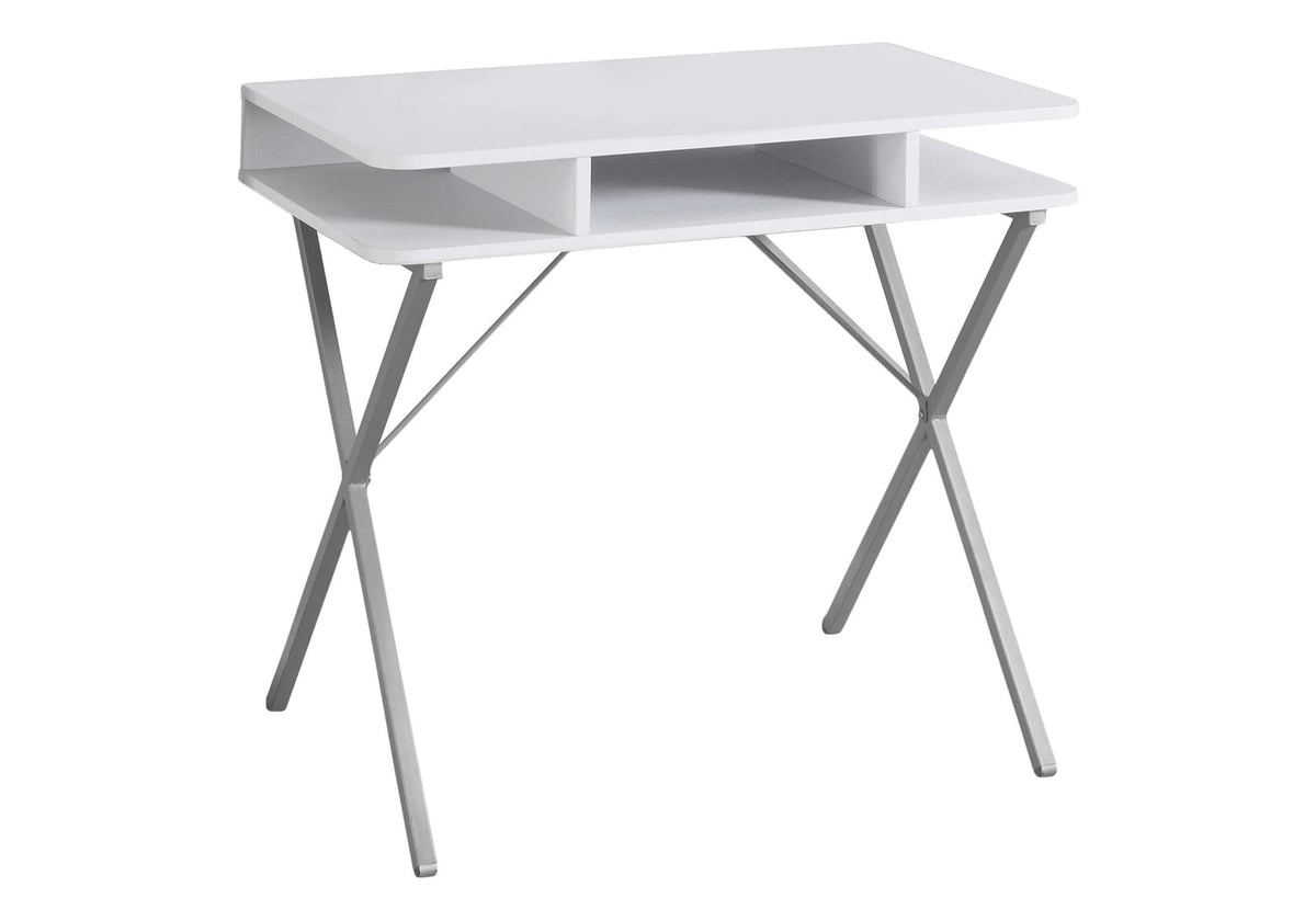White Computer Desk with Storage Shelves - 31"L Office Desk for Home Office