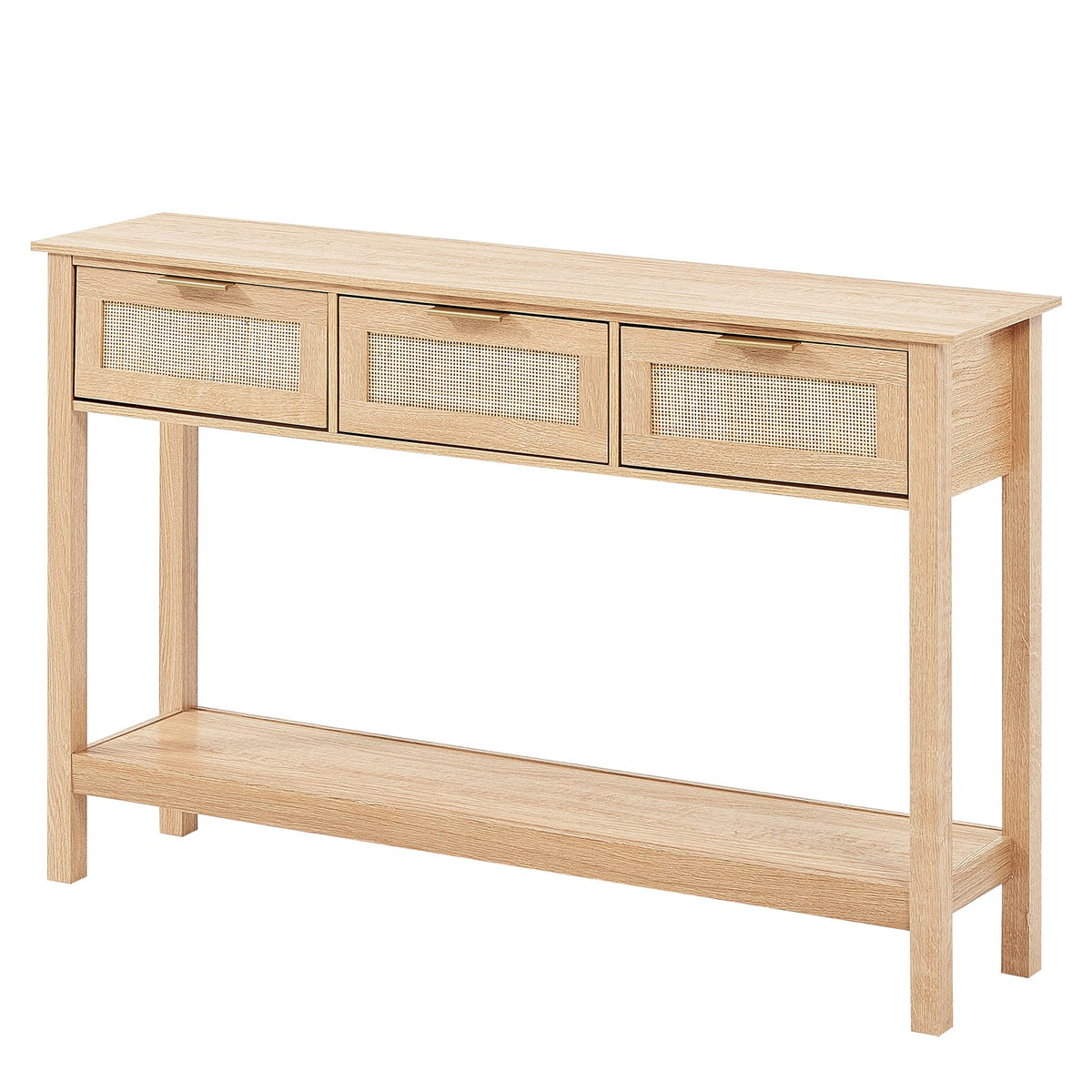 Rattan Console Table with 3 Drawers - Entryway, Living Room