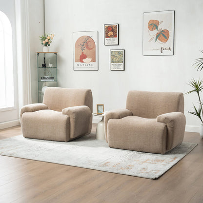 Taupe Chenille Accent Chair - 42" Wide Sofa, Bedroom Lounger for Living Room