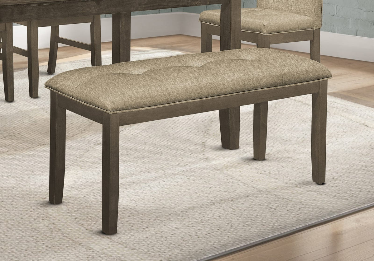 44" Brown Rectangular Upholstered Dining Bench