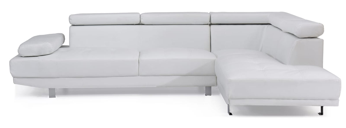 White 3 Seat PU Sectional Sofa - Modern Sectional for Living Room